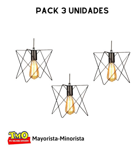 Imagen 2 de 10 de Portalámpara De Techo Colgante X 3 Unidades C/lámpara Lps003