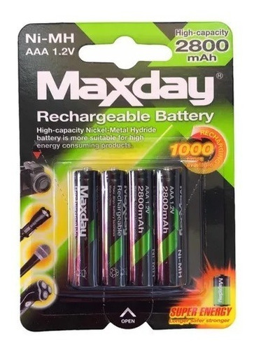 Baterías Recargables Aaa - Maxday -2800mah Pilas 