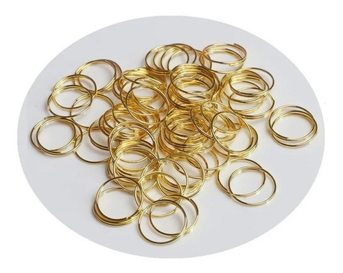 Imagem 2 de 5 de 500 Argolas Em Aço Inox Dourada Montagem De Lustres 10mm