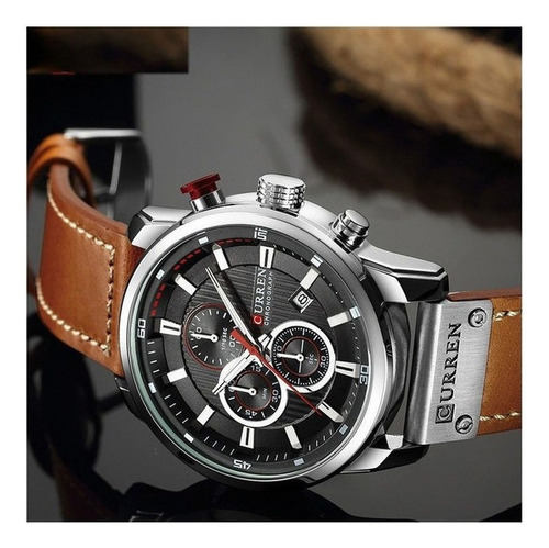 Reloj Hombre Correa Cuero Cronógrafo