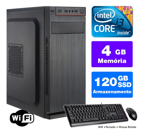 Imagem 1 de 5 de Computador Bs Intel Core I3 2ªger 4gb Ssd120 4gb Ddr3