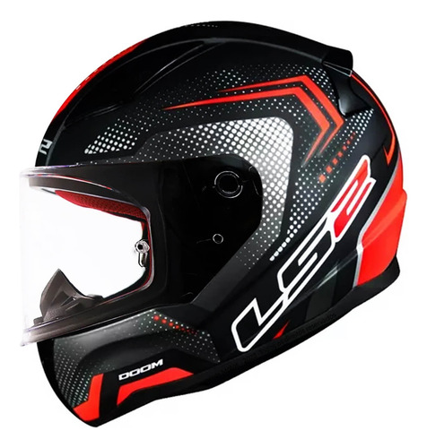 Capacete Fechado Ls2 Ff353 Rapid Doom Preto Fosco/vermelho