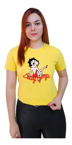 Polera Dama Estampada 100%algodon Diseño Betty Boop 073