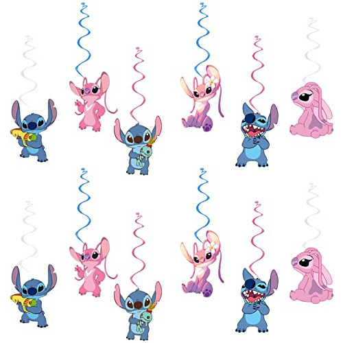 12 Piezas De Remolinos Colgantes Rosa De Lilo Y Stitch ...