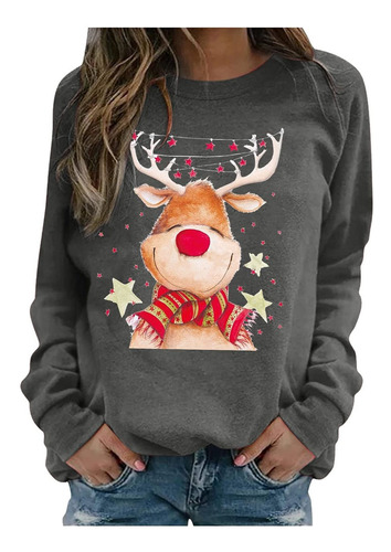 Navideño Para Mujer Cuello Redondo Manga Larga Camisa Fea