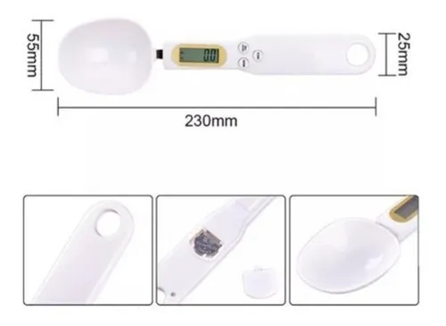 Cuchara Balanza Cocina Digital Precisión Led Pila Incluída Blanco