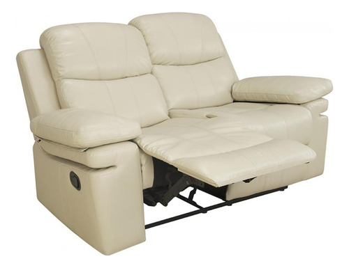 Sofa Con Recliner 2 Cuerpos Re-cuero Beige 