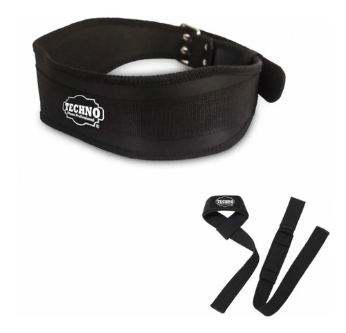 Cinturón Para Pesas + Straps / Cintas Para Pesas Pack Negro