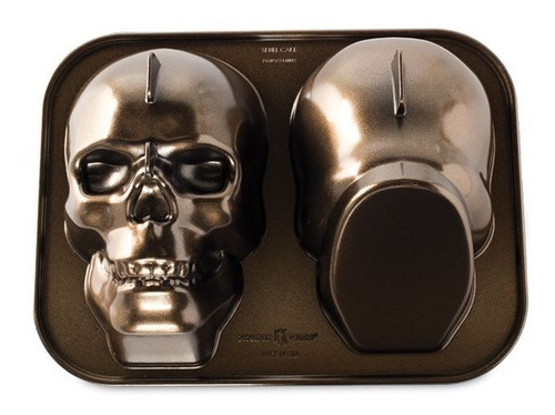 Molde Para Pan Pastel Gelatina Skull Nordicware De Aluminio Color Marrón