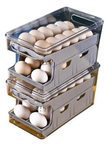Táper Organizador Para Cocina Con Dispensador De Huevos Gris