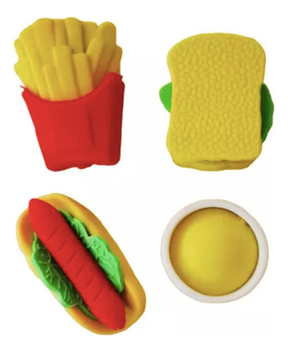 Juego 96 Goma Borrador Diseño Postre Comida Escolares Niños Color