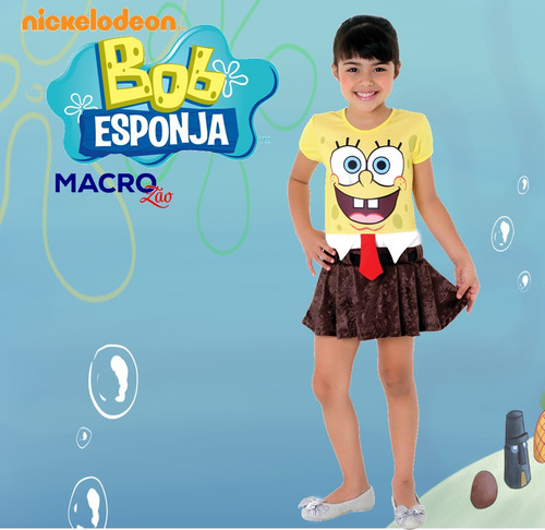 Fantasia Feminina Infantil Bob Esponja Vestido Sula | Frete grátis