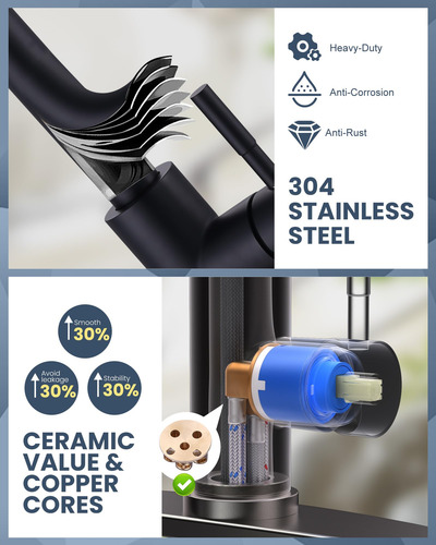 Grifo De Cocina Wowow De Acero Inoxidable Negro Mate Para Fr