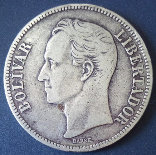 Moneda De 5 Bolívares De 1921 Fuerte De Plata