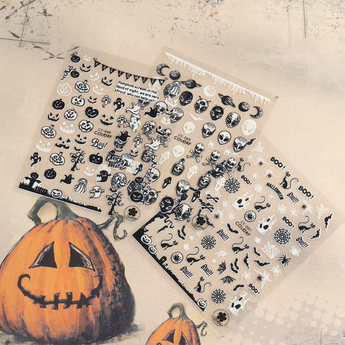 1 Lámina De Pegatinas 3d Para Decoración De Uñas De Hallowee