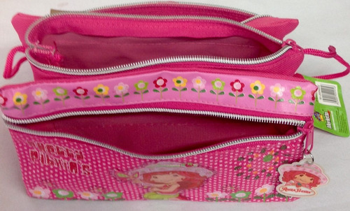 Bolso Para Niña De Tres Bolsillos Con Cierre De Fresita .