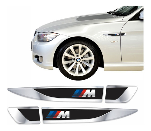 Kit Emblema Aplique Lateral Bmw M Resinado Decorativo Par