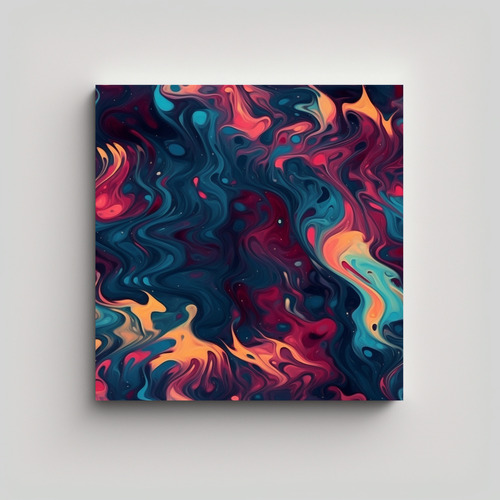 50x50cm Cuadro Abstracto Amorfico Colorido Bastidor Madera