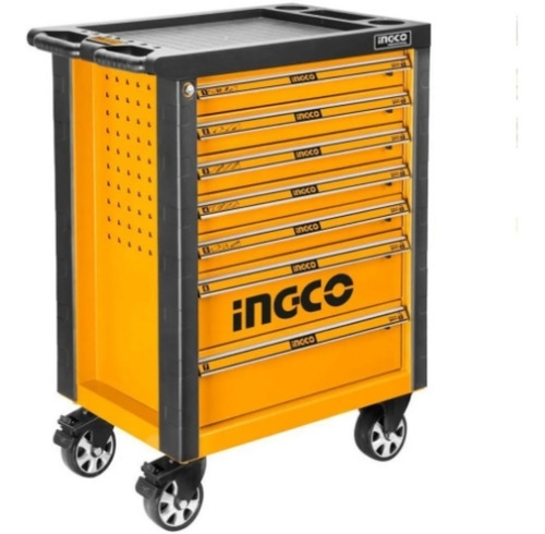 Caixa de carrinho de ferramentas, 162 unidades, 7 prateleiras com chave e freio, cor laranja claro