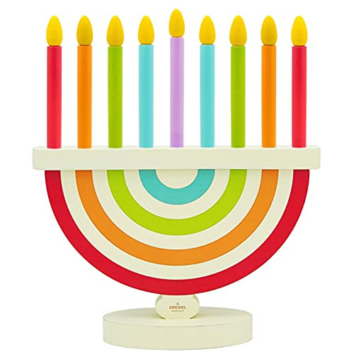 Menorá Infantil De Hanukkah De Madera Velas Desmontabl...