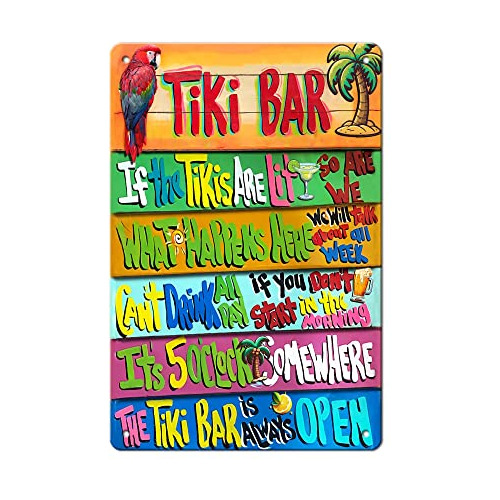 Cartel Metal Tiki Bar Estampado Completo Tiki Lounge, C...