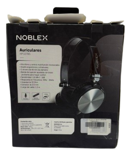 Auriculares 3.5 Mm Noblex Hp107bs - Empaque Dañado Gris (Usado)