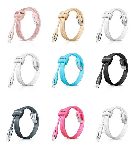Imagen 1 de 3 de Cable Lightning Adata Certificado iPhone iPod 1m Colores