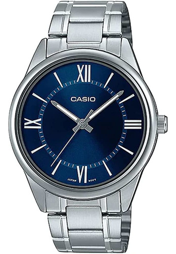 Casio Mtp-v005d-2b5 Reloj Analógico De Esfera Romana Azul De