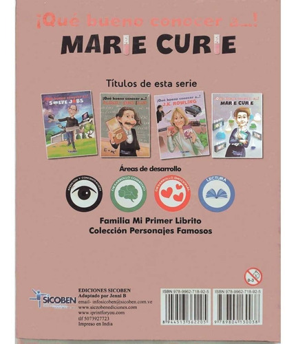 Libro Infantil De Biografias Full Color - Marie Curie
