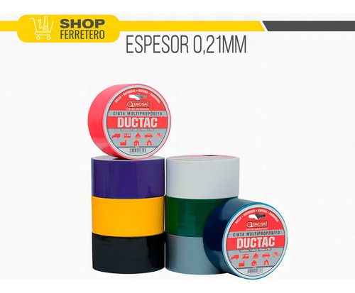 Cinta Multiproposito Tacsa Ductac Tape 48 Mm X 9 Mts Color Negro