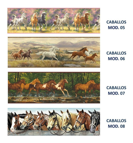 10 Cenefas Decorativas Adhesivas De Caballos 10 Cm