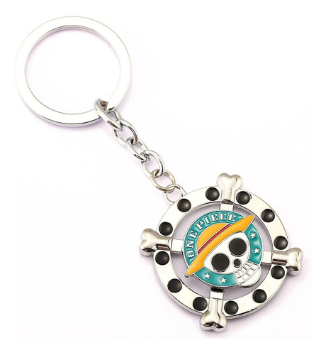 One Piece - Llavero Calavera Giratorio Monkey D. Luffy Color Plateado