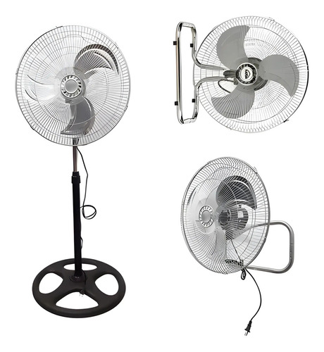 Ventilador Circular De Aire 3 En 1 De 18 Pulgadas Katoa Aba-008 Giratorio De Pared Piso Pedestal Aspas Metalicas Base Reforzada