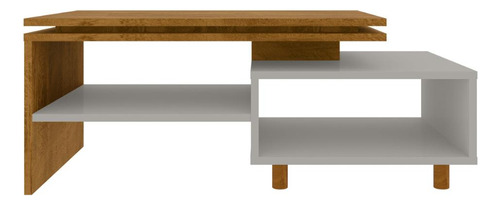 Mesa De Centro Com Nichos E Pés 90cm Multimóveis Cr45279 Cor Naturalle/Off White