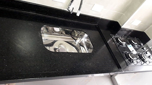 Pia Cozinha Granito Preto São Gabriel C/ Cuba+furo 200x60cm
