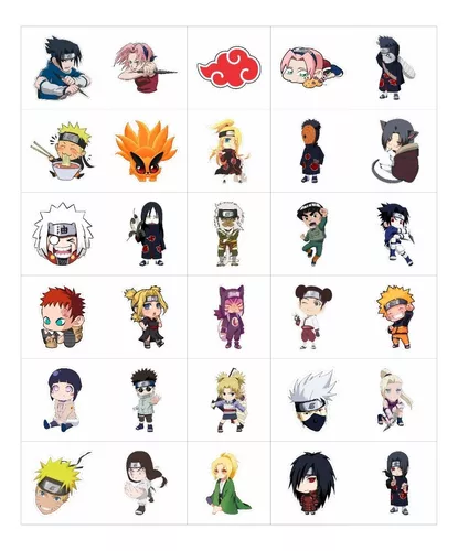 30 Adesivos Naruto Shippuden - Akatsuki 8cm