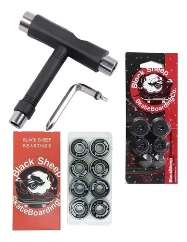 Rolamento Black Sheep + Chave T + Amortecedor Chupeta Skate
