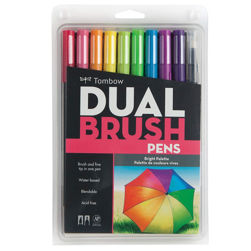 Tombow Dual Brush - Set 10 Marcadores Colores Vivos