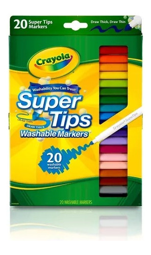 Crayola Marcadores Colores Lavables Super Tips 20 Unidades 