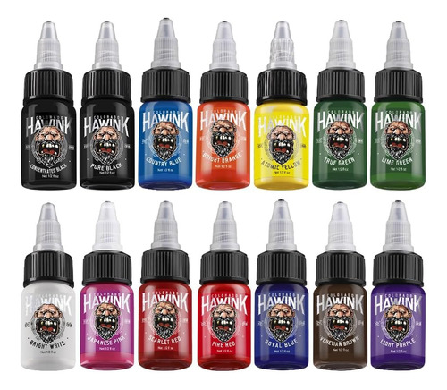 Hawink Juego De Tinta De Tatuaje Ti203-15-14 14 Colores Mmg