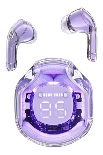 Audífono in-ear gamer inalámbrico ACEFAST T8 Cristal IPX4 violeta con luz LED