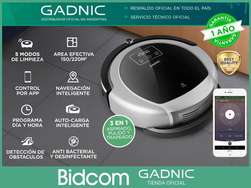 Aspiradora Inteligente Robot Trapeadora Gadnic + Control App