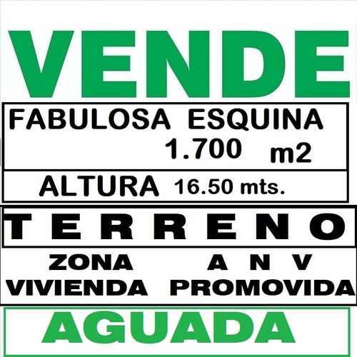 Zona  A N V   Rondeau Y Freire. Terreno 1.700 M2 Altura 16.50 Mts.