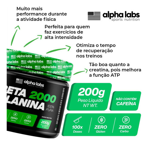 Betalanima 100% Pure 200g Sabor Natural + Carnosin Muscular Sabor Sem Sabor Alpha Labs