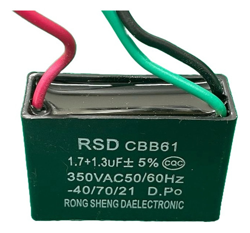 400x Capacitor Partida 1,7+1,3uf/350v Fio Cbb61 Rsd