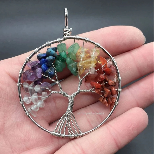 Colgante Árbol De La Vida, 7 Chakras, 7 Piedras Naturales