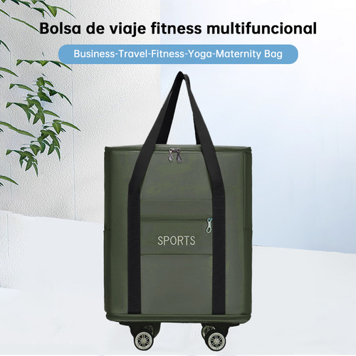Maleta Deportiva Viaje Bolsa Mochila Gym Duffel Con Ruedas Verde