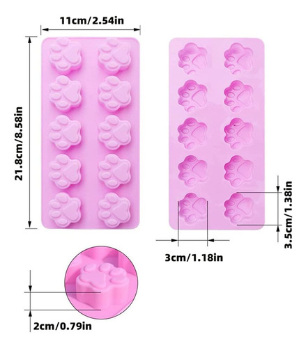3 Moldes De Silicona Para Cachorros Con Forma De Pata Y Hues