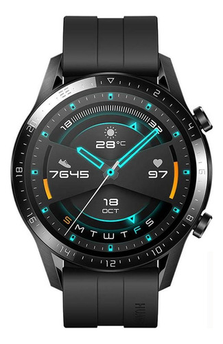 Huawei Watch GT 2 Sport 1.39" caja 46mm de  metal y plástico  black stainless steel, malla  matte black de  fluoroelastómero LTN-B19