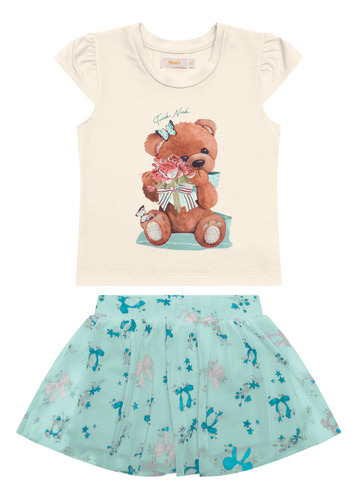 Conjunto Infantil Menina Tule Urso Trick Nick Tam 1 Ao 3